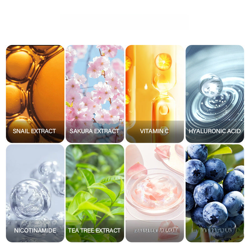 LaiKou serum Hidratante de 8 Colores: Ácido Hialurónico, Extracto de Cerezo, Niacinamida, Vitamina C, Extracto de Caracol