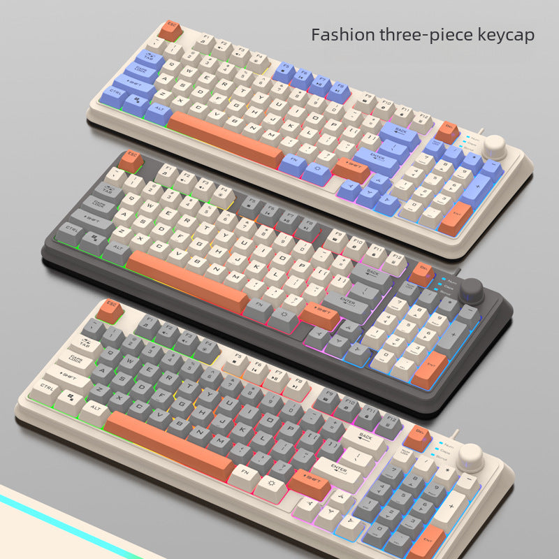 Teclado Mecánico Iluminado K82: Teclado con Efecto Mecánico, Conexión por Cable, Diseño de Tres Colores para PC