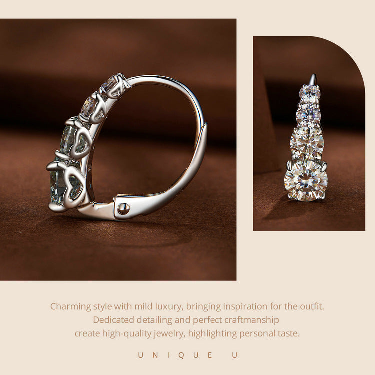 Pendientes de Plata 925 con Moissanita 0.50ct: Aretes Elegantes de Circonita Moissanita, Aros de Plata Esterlina para Mujer Estilo Moderno