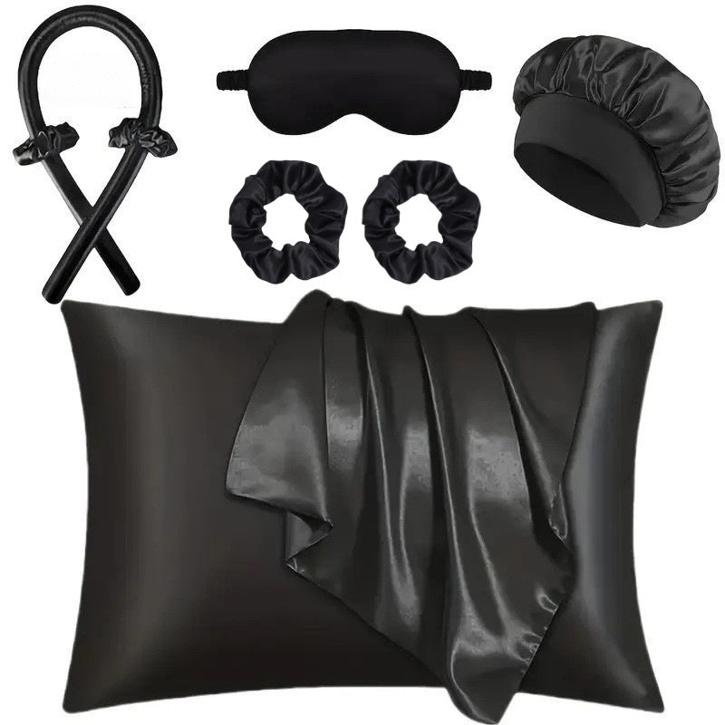 Amazon Heatless Curling Iron Set: 6-Piece Summer Hair Care Kit with Shower Cap and Eye Mask