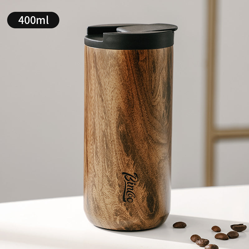 Taza de café Bincoo: Elegante y portátil, termo de madera para hombres
