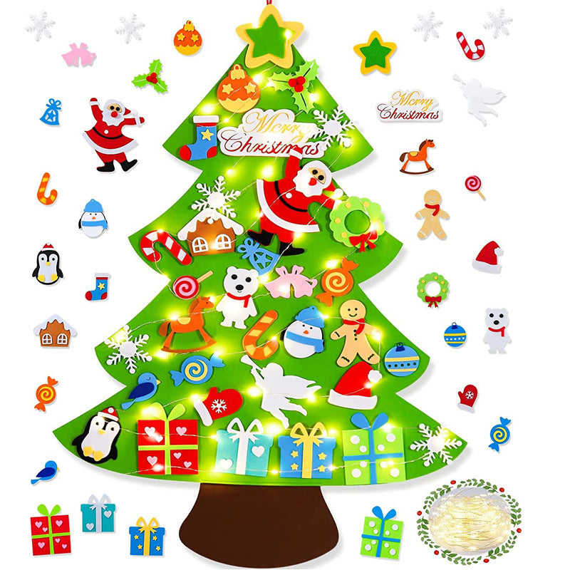 árbol navideño de fieltro con figuras