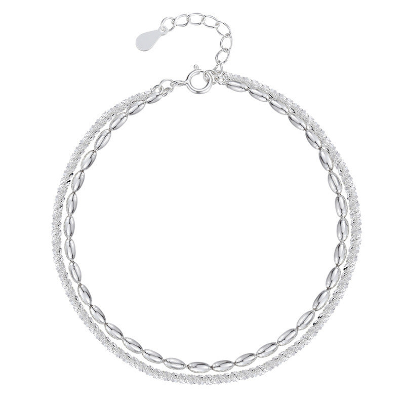 Pulsera doble cadena con brillantes – diseño joven y delicado para mujer