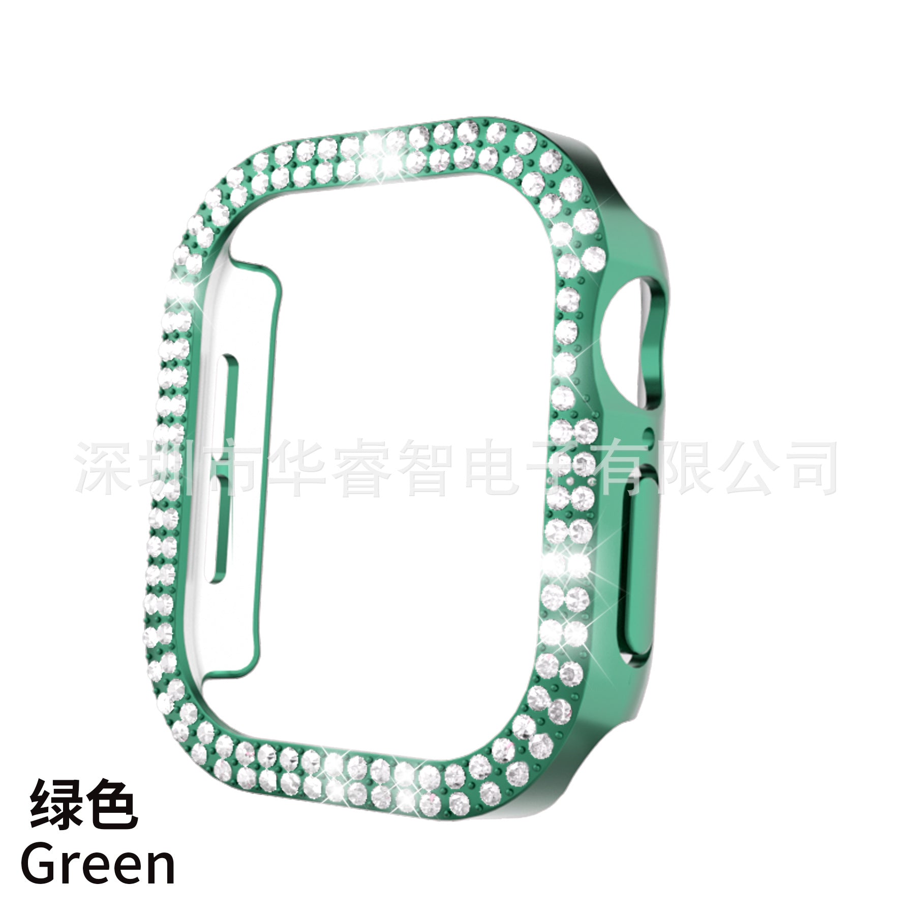 Protective Case for Apple Watch S10: Double Row Diamonds, Perforated Design & Half Cover