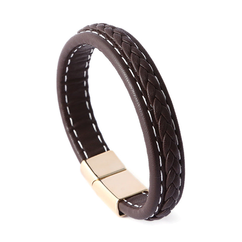 Pulsera de Cuero Trenzado con Cierre Magnético – Diseño Delicado para Parejas