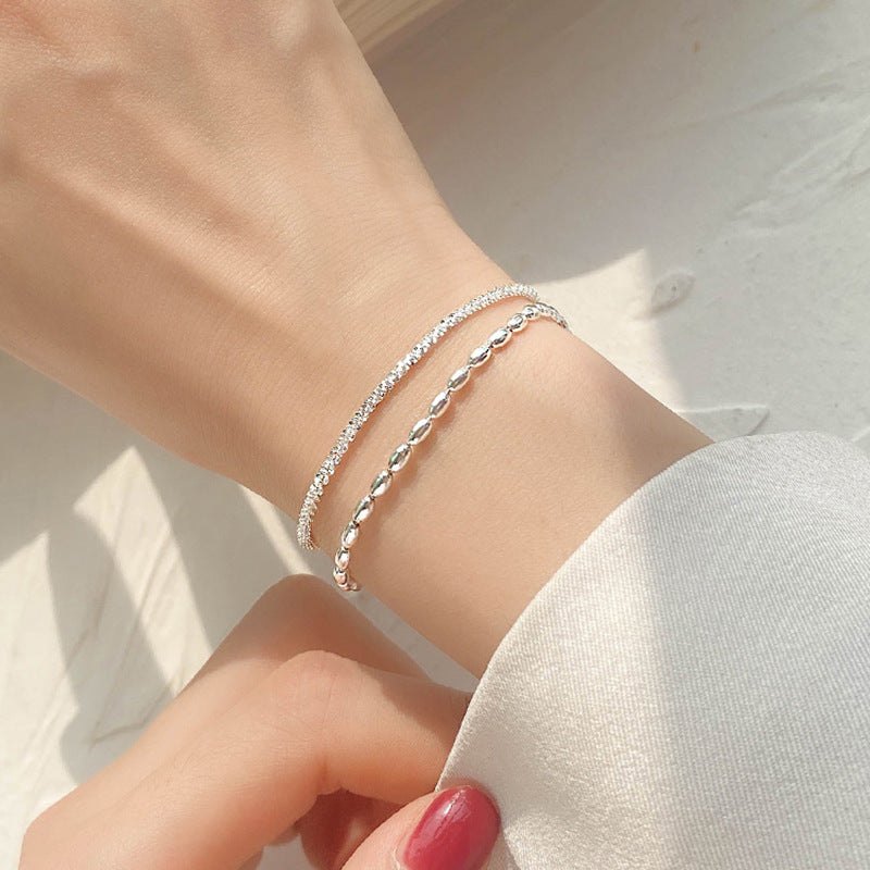 Pulsera doble cadena con brillantes – diseño joven y delicado para mujer