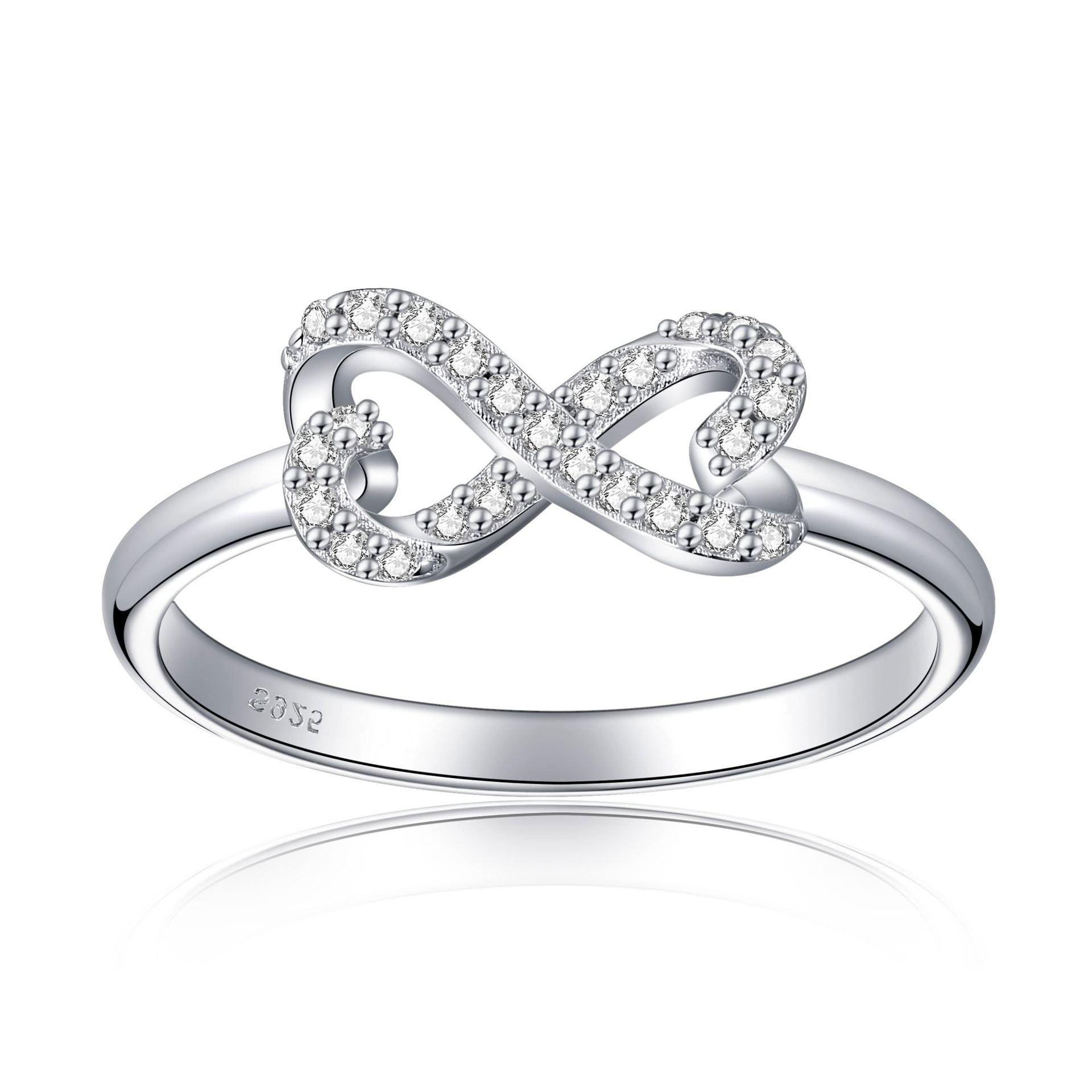 Anillo de Corazón con lazo de mariposa de plata 925: Joyería para Mujer