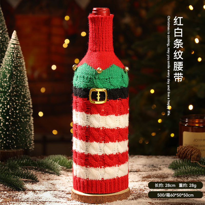 Funda Navideña para Botellas de Vino: Tejida en Lana con Diseños de Papá Noel, Reno y Más