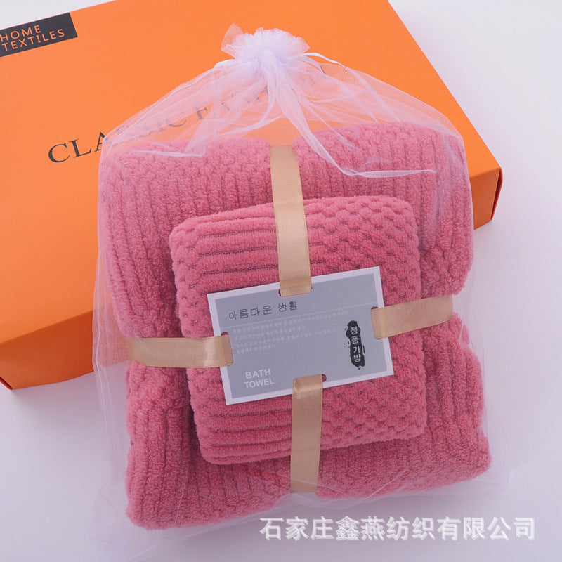 Toalla de baño coral suave: toalla de cara absorbente para adultos, productos para el hogar, diseño de cuadrícula auspiciosa