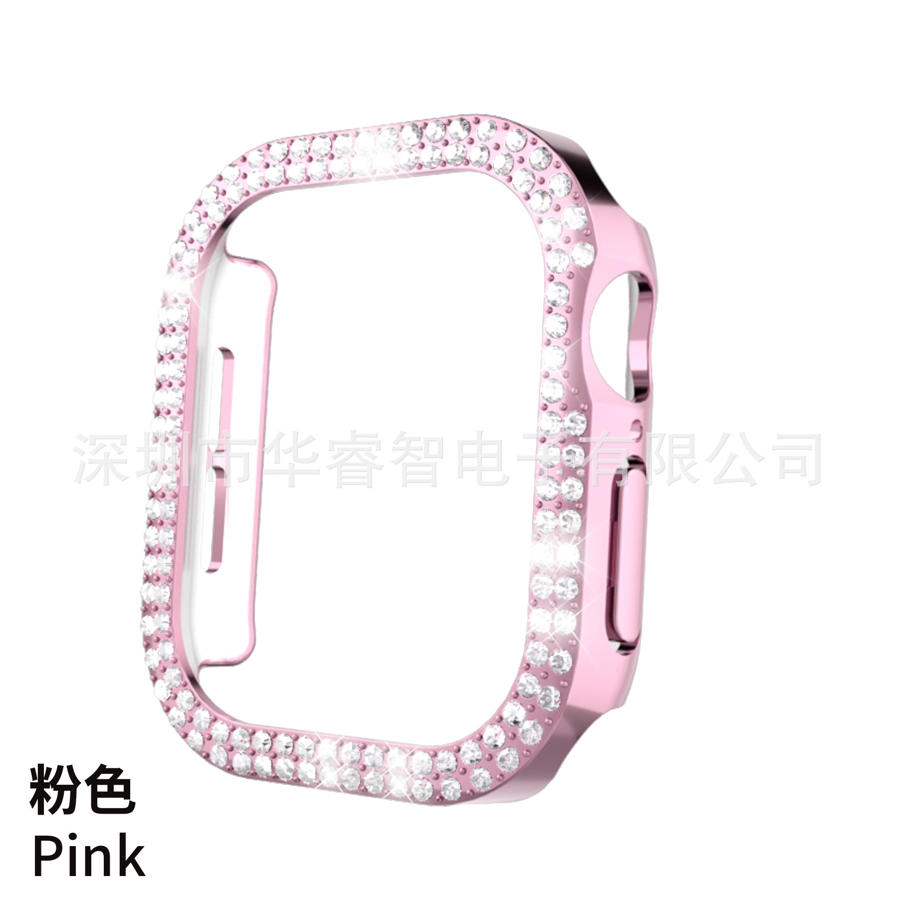 Protective Case for Apple Watch S10: Double Row Diamonds, Perforated Design & Half Cover