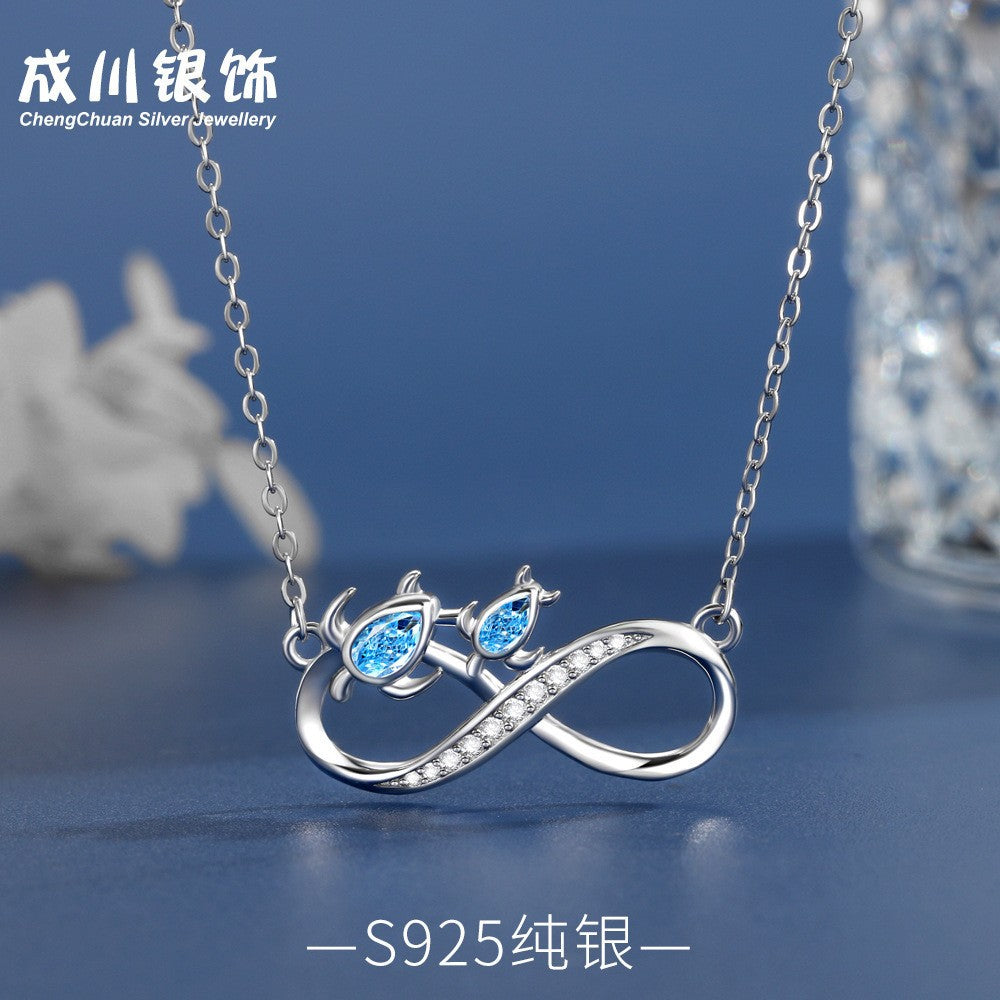 Cadena Corta de Plata 925 con Dije de Infinito y Tortugas – Amor y Longevidad