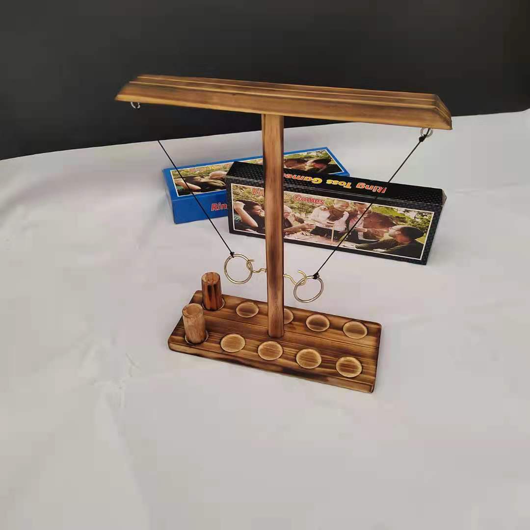 Juego de Aros Ring Toss: Juguete de Madera con Ganchos para Competencias