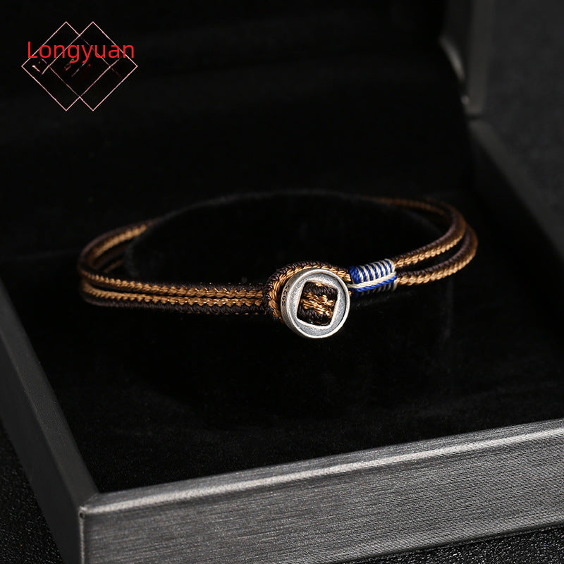 Pulsera Tejida con Botón de Plata 925 – Regalo Romántico para Pareja
