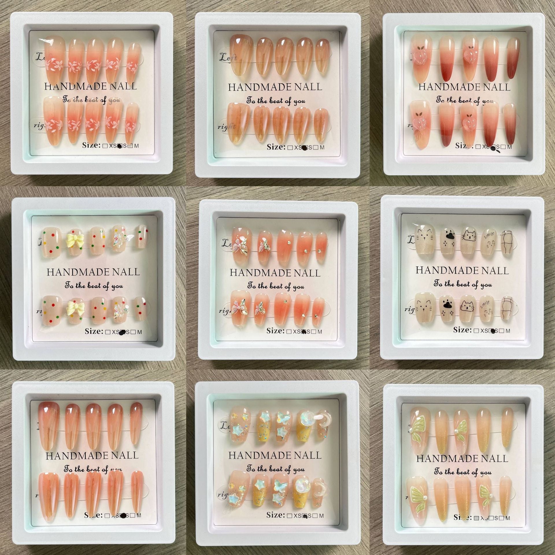 Caja sorpresa con 100 uñas postizas en diseños variados sin repeticiones