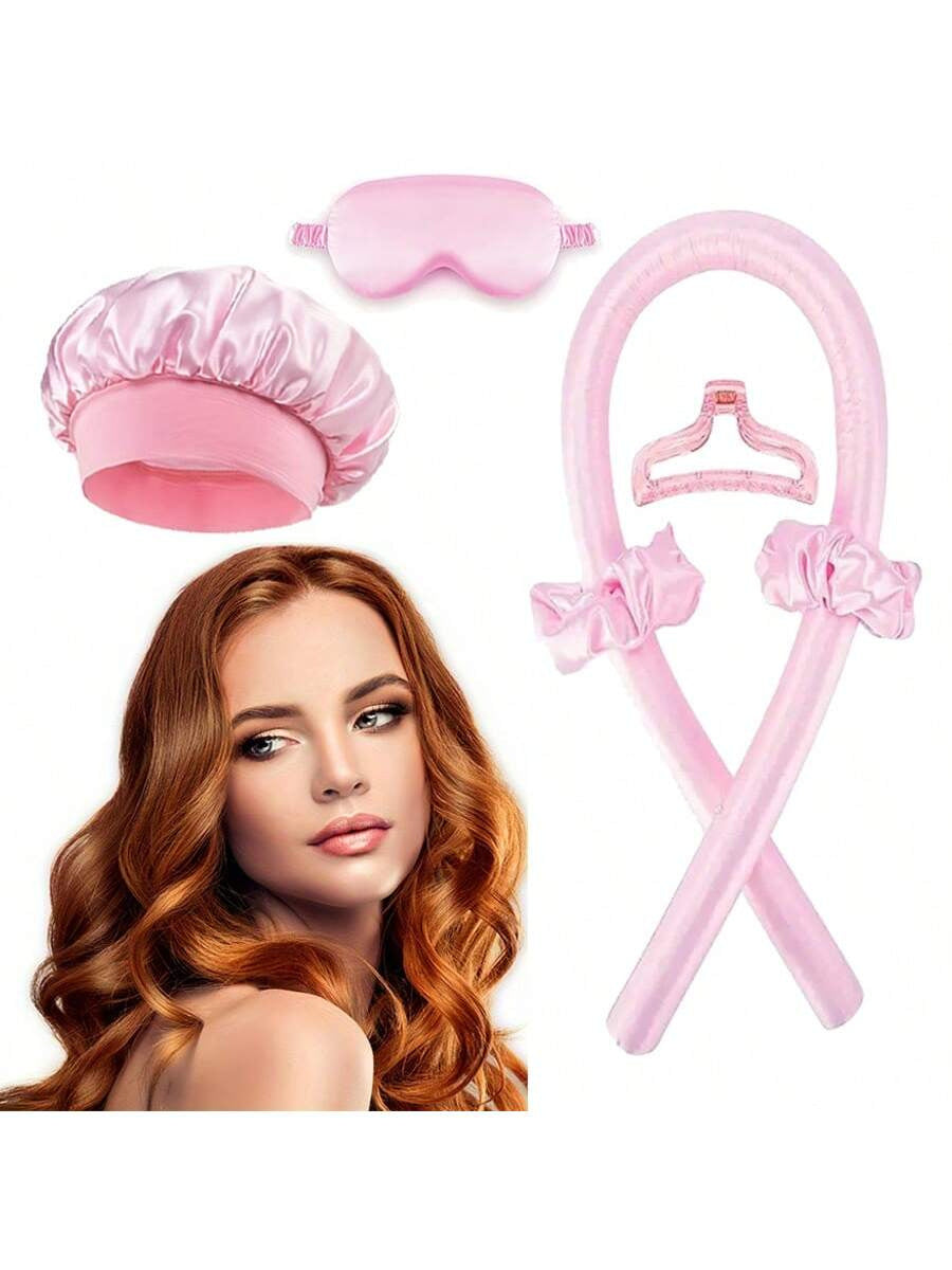 Amazon Heatless Curling Iron Set: 6-Piece Summer Hair Care Kit with Shower Cap and Eye Mask