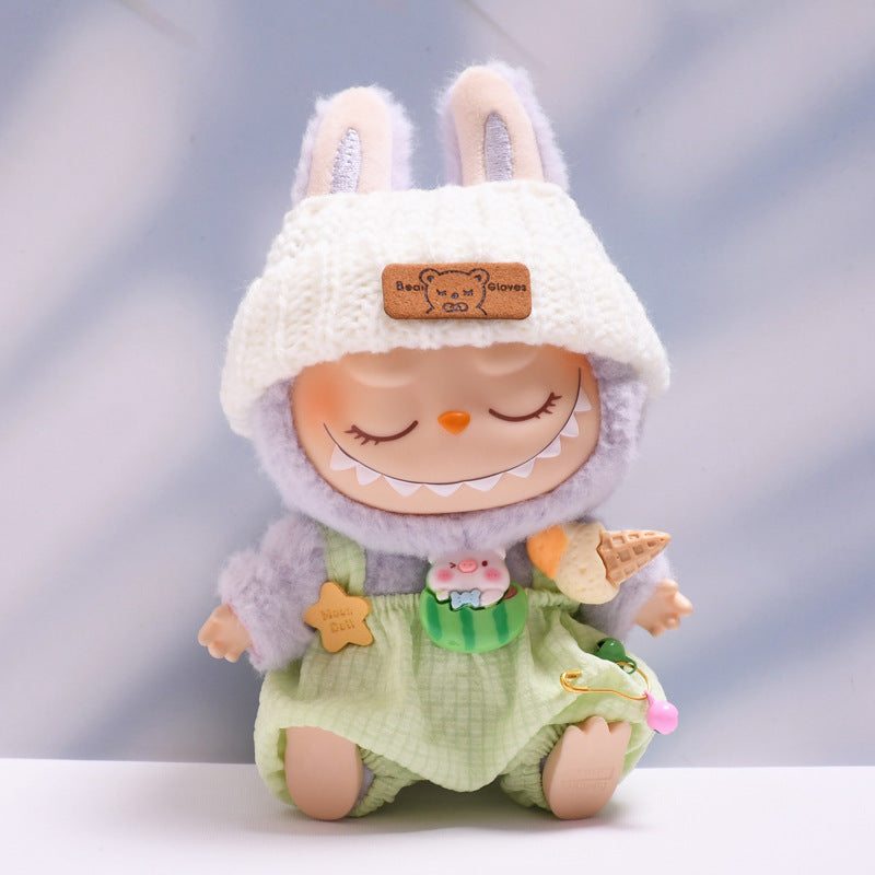 Overol con Accesorios para Muñeca Labubu 17 cm – Biberón y Cámara de Juguete (Muñeca No Incluida)