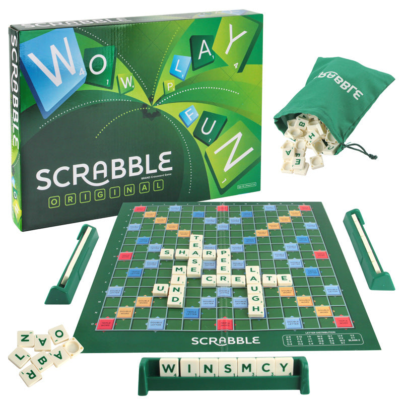 Scrabble infantil en inglés con letras y palabras para aprendizaje