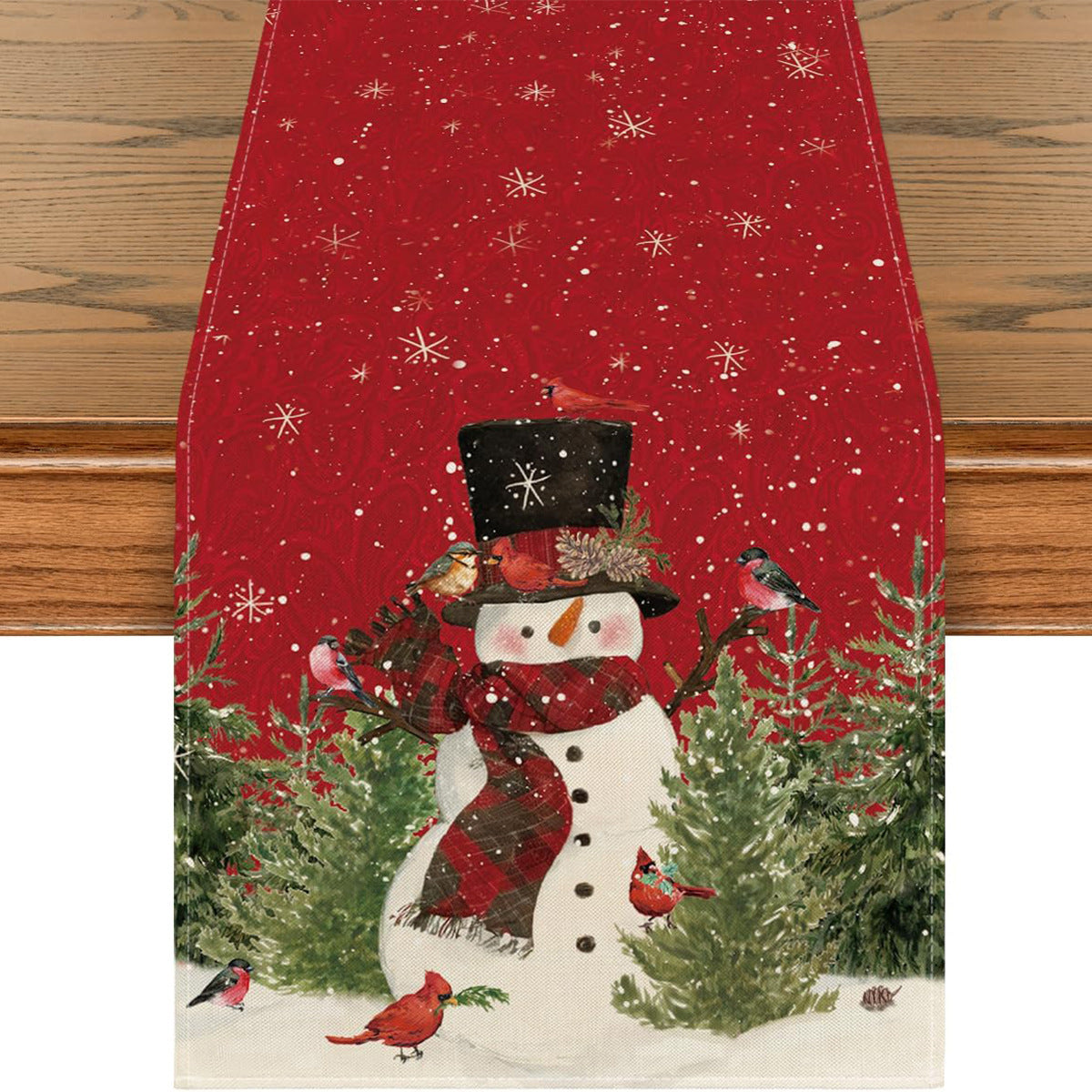 Camino de Mesa Navideño de Lino | Estampado en Varios Diseños y Tamaños