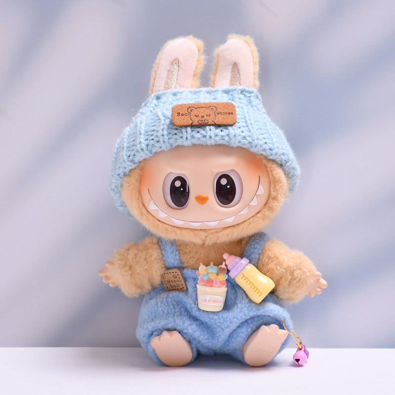 Overol con Accesorios para Muñeca Labubu 17 cm – Biberón y Cámara de Juguete (Muñeca No Incluida)