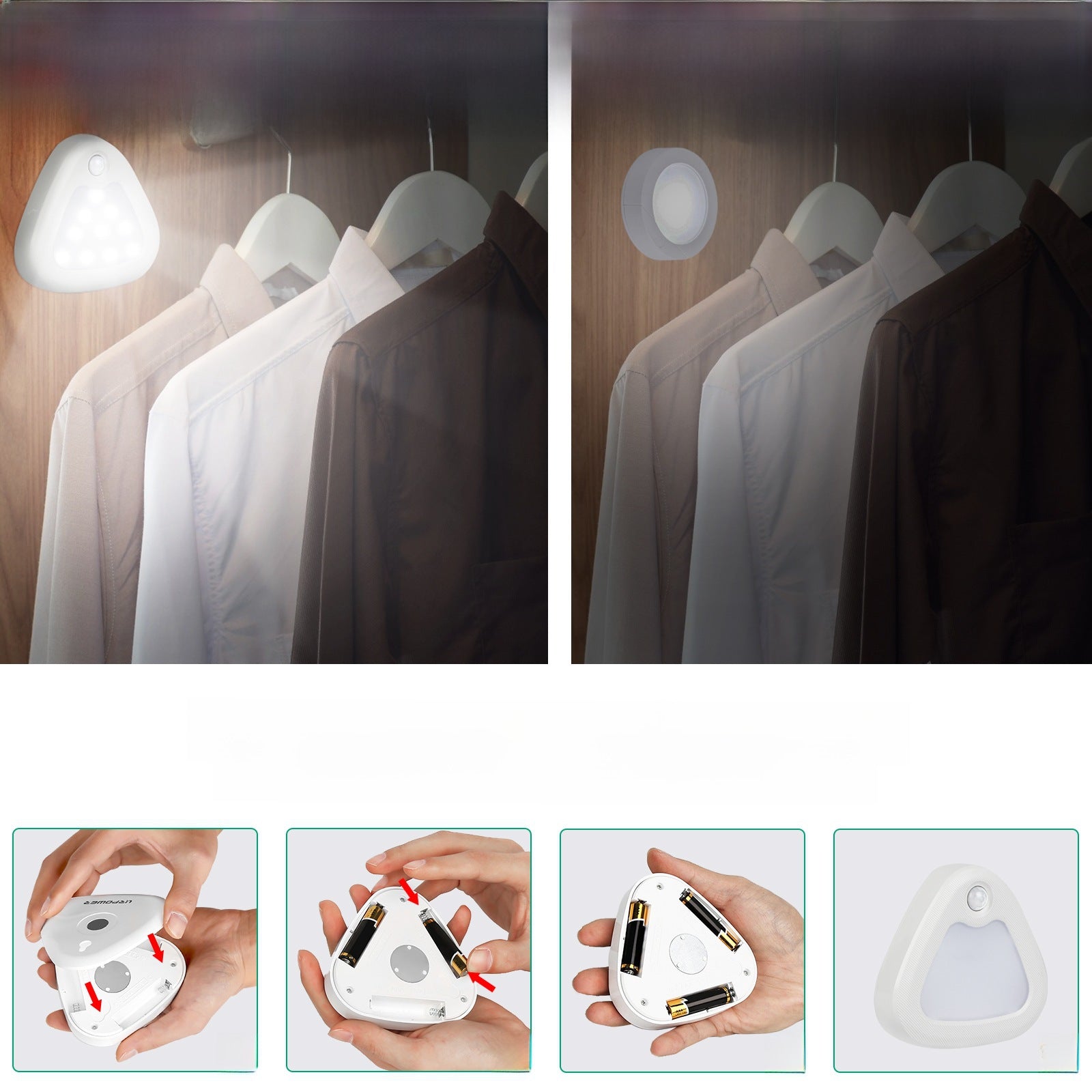 Luz Nocturna con Sensor de Movimiento y Batería: Diseño Creativo, Iluminación Inteligente para Armarios y Mesita de Noche