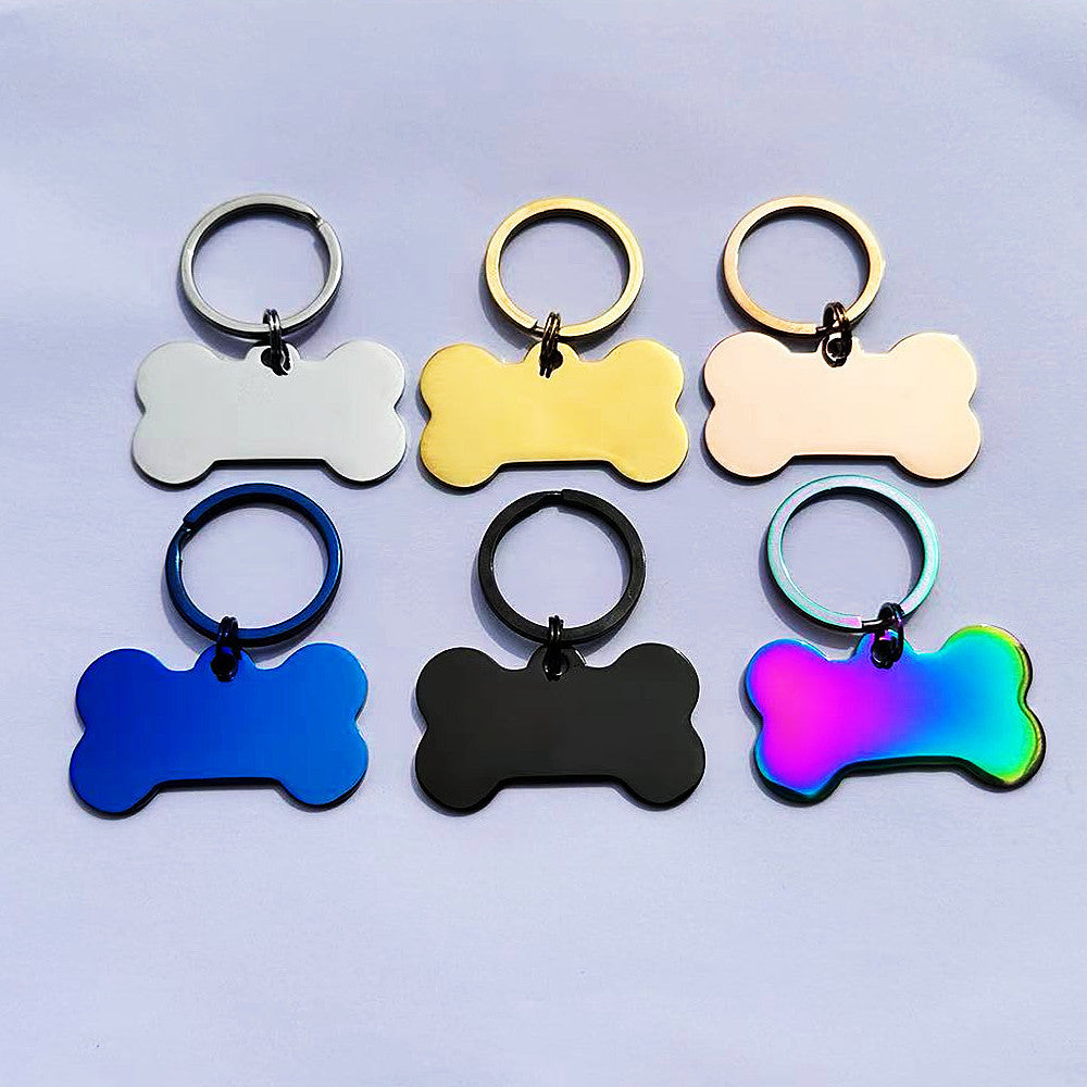 Placa de acero inoxidable para mascotas con forma de hueso