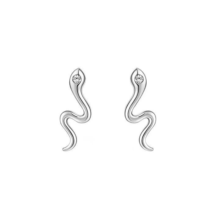Aretes de Serpiente en Plata S925 pequeños con Zirconia
