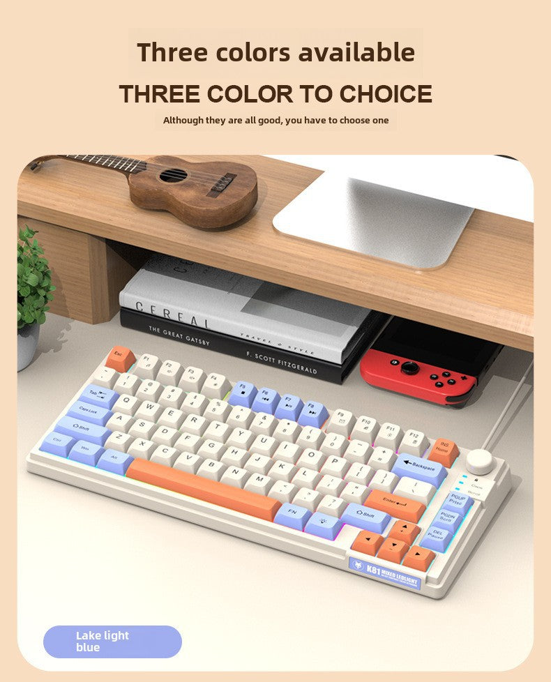 Teclado Gaming K81 con Iluminación: MDA Caps en Tres Colores, Compatible con PC y Laptop