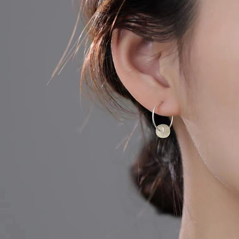 Candongas de Plata 925 con Jade Hetian – Amuleto de Suerte