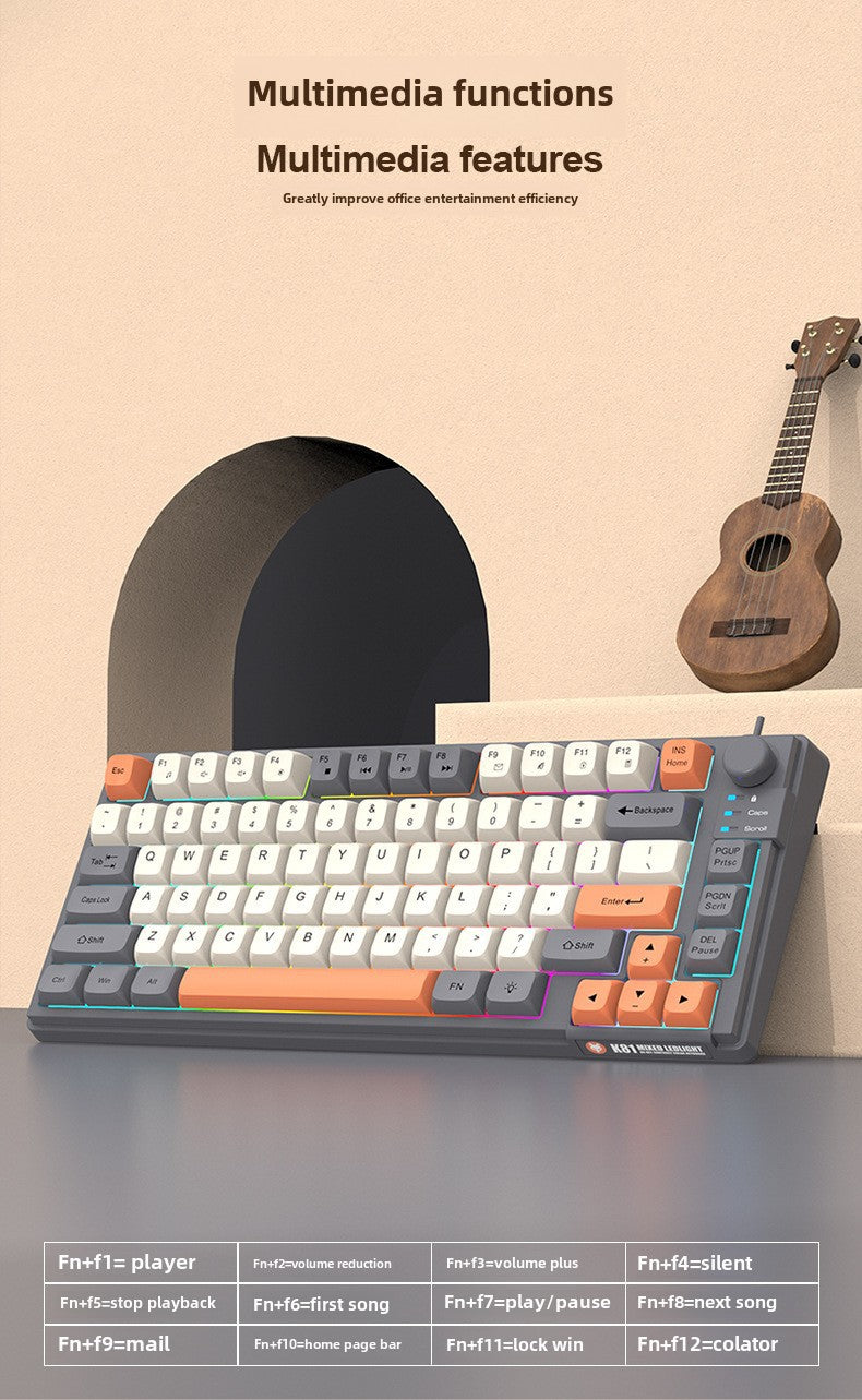 Teclado Gaming K81 con Iluminación: MDA Caps en Tres Colores, Compatible con PC y Laptop