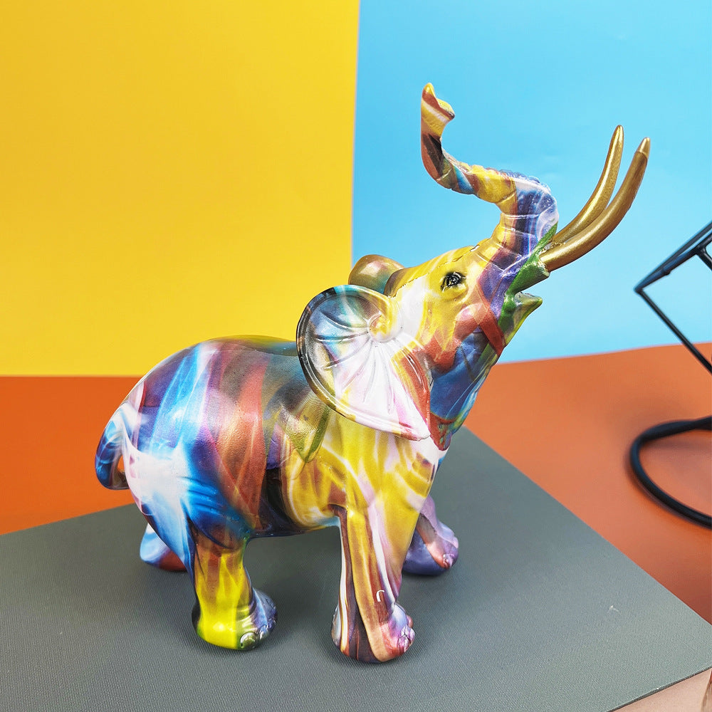 Arte Abstracto: Escultura Colorida de Elefante para Escritorio o Mesa