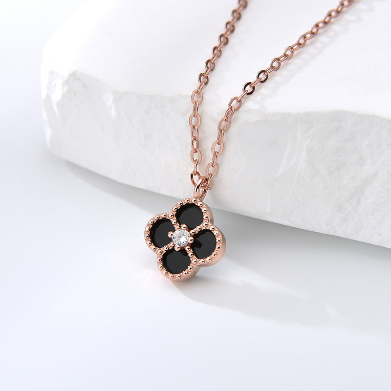 Cadena de Plata 925 con Dije de Trébol de Cuatro Hojas – Amuleto de Buena Suerte