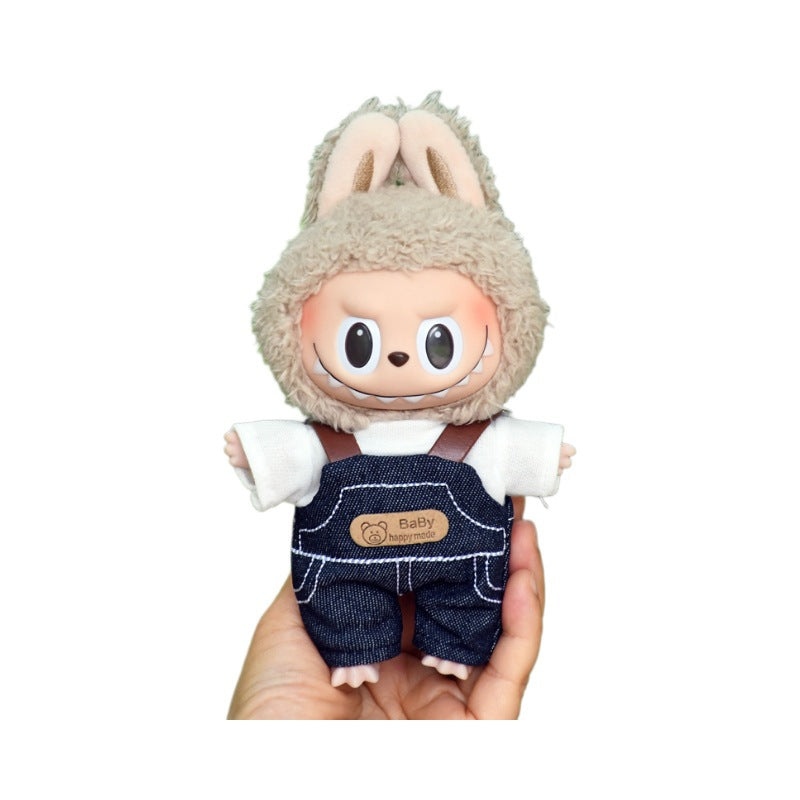 Ropa para muñecas estilo granjero: Overol y sombrero para Muñecas Labubu de 17cm (Muñeca no incluida)