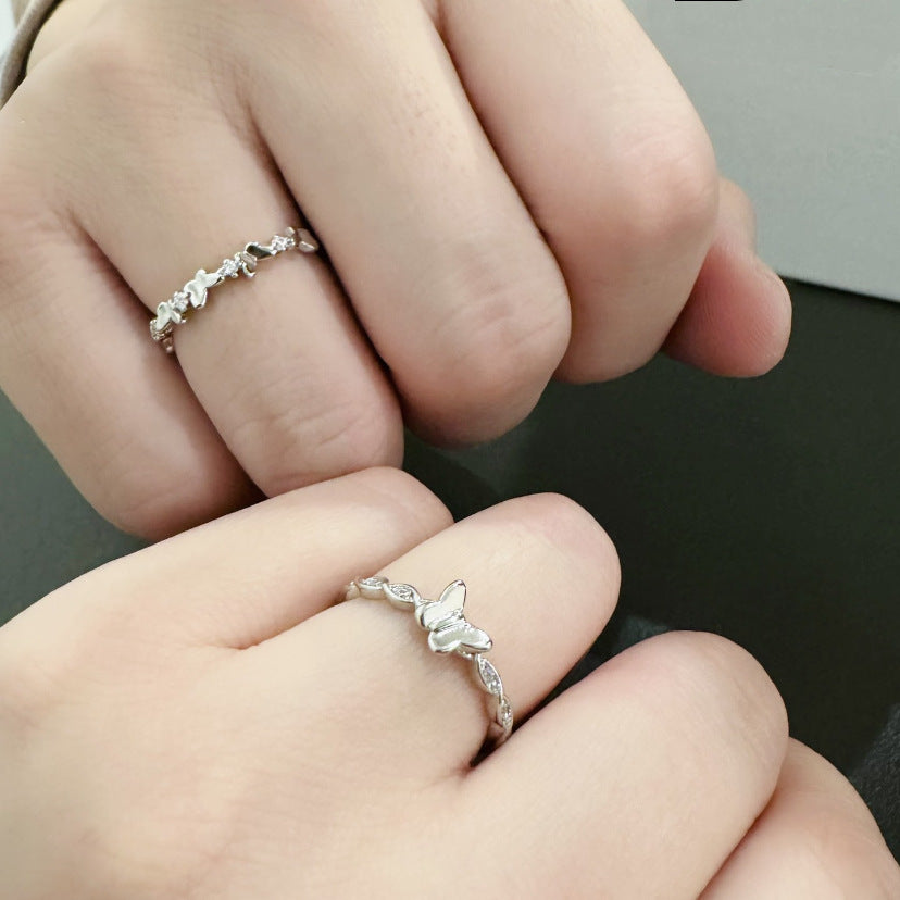 Anillo Ajustable en Plata 999 con Mariposa – Diseño delicadopara mujer, Regalo para Amigas