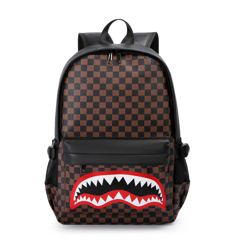 Mochila de Hombre: Estilo Urbano, Diseño de Cuadros, Ideal para Viajes, Cuero, Mochila Para Laptop