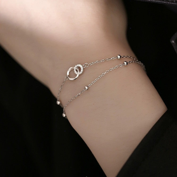 Pulsera de Plata 925 con Dos Círculos Enlazados – Conexión, Amistad y Amor