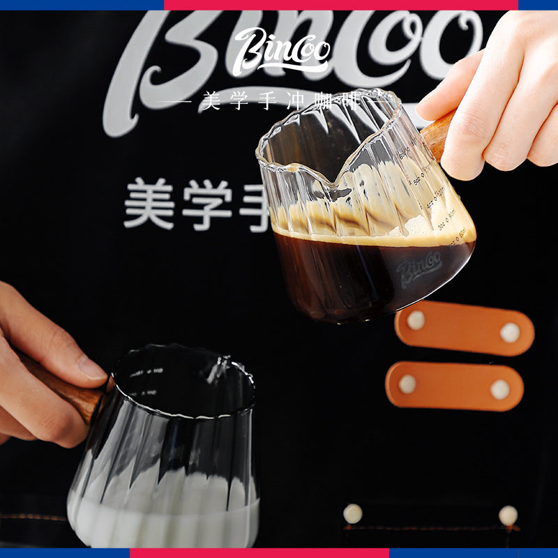 Taza de Medición Bincoo: Jarra de Café de Borosilicato con Escalas para Espresso y Onzas