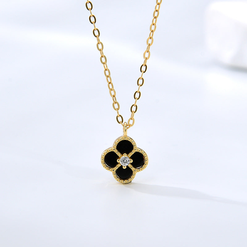 Cadena de Plata 925 con Dije de Trébol de Cuatro Hojas – Amuleto de Buena Suerte