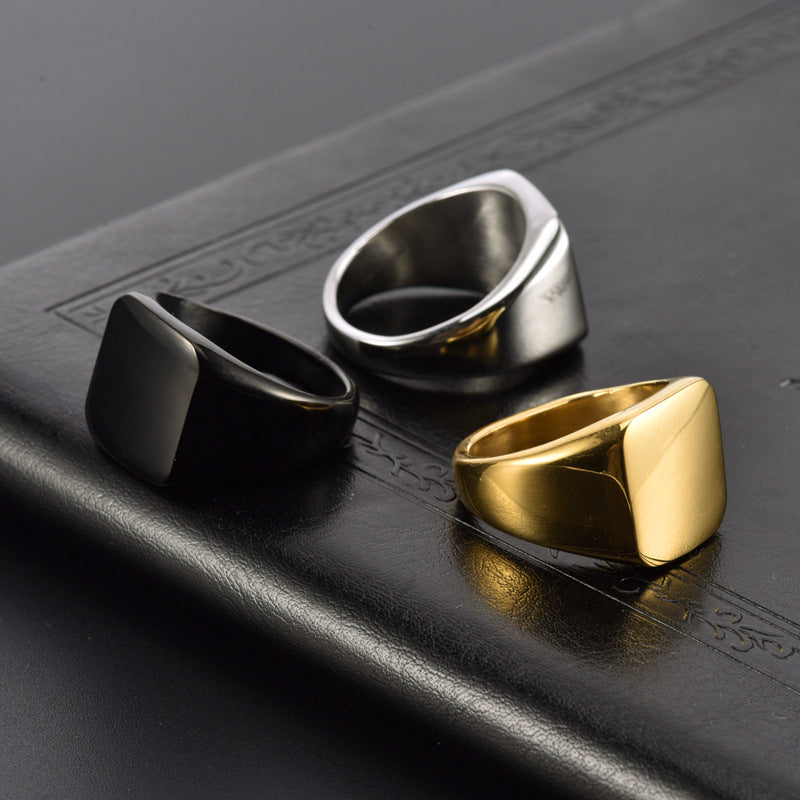 Anillo Rockero Minimalista de Acero Inoxidable – Diseño Cuadrado para Motociclistas