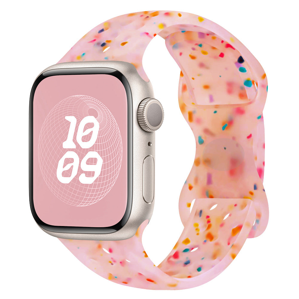 Glitter Silicone Band for Apple Watch 1-11, Ultra 3, SE 3: Colorful & Comfortable
