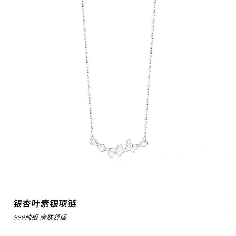 Collar Hoja de Ginkgo en Plata Pura 999 – Símbolo de Resiliencia para Mujer