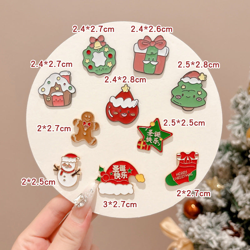Broche Navideño de Metal: Diseños de Reno, Santa Claus y más para Ropa y Decoración