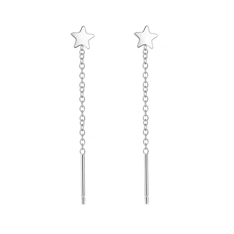 Pendientes Enhebrador en Plata 925 – Diseños de Trébol, Copo de Nieve, Corazón y Mariposa