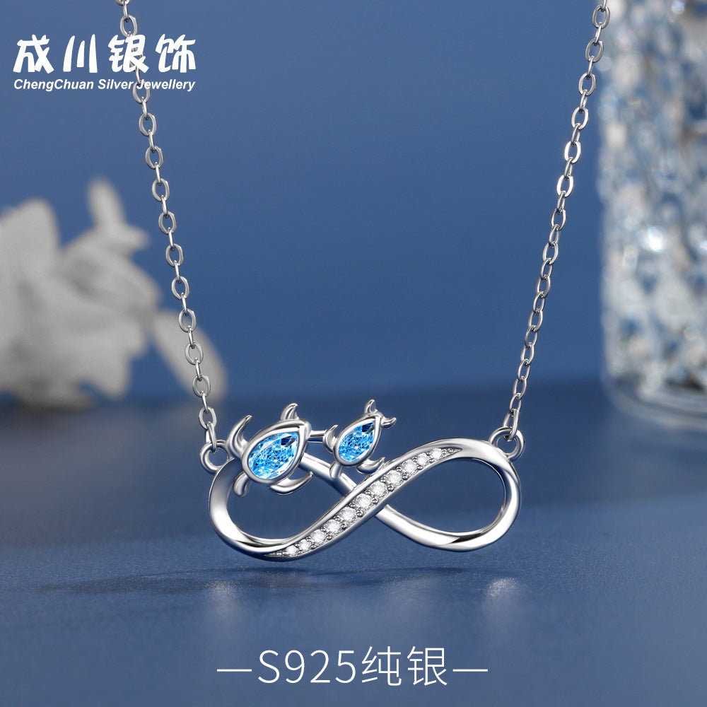 Cadena Corta de Plata 925 con Dije de Infinito y Tortugas – Amor y Longevidad