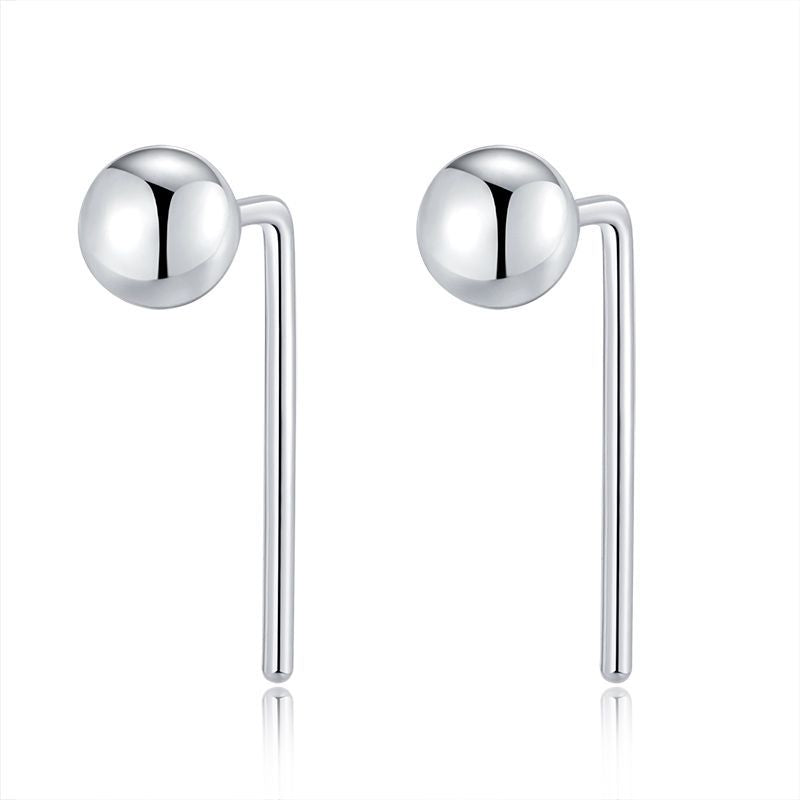 Aretes Botón de plata pura S999: Cierre de Gancho en Varios Modelos