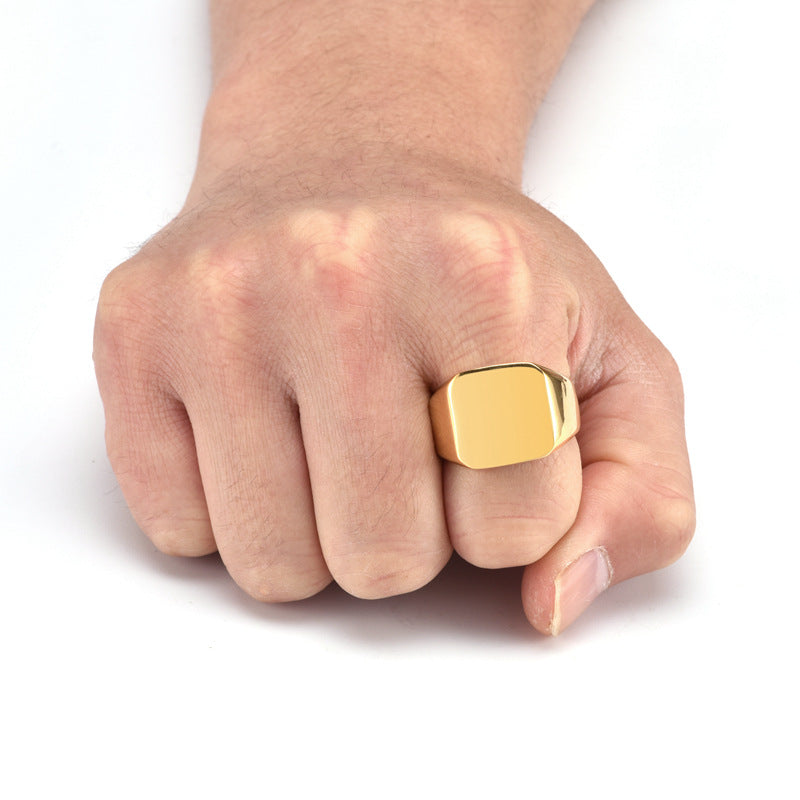 Anillo Rockero Minimalista de Acero Inoxidable – Diseño Cuadrado para Motociclistas