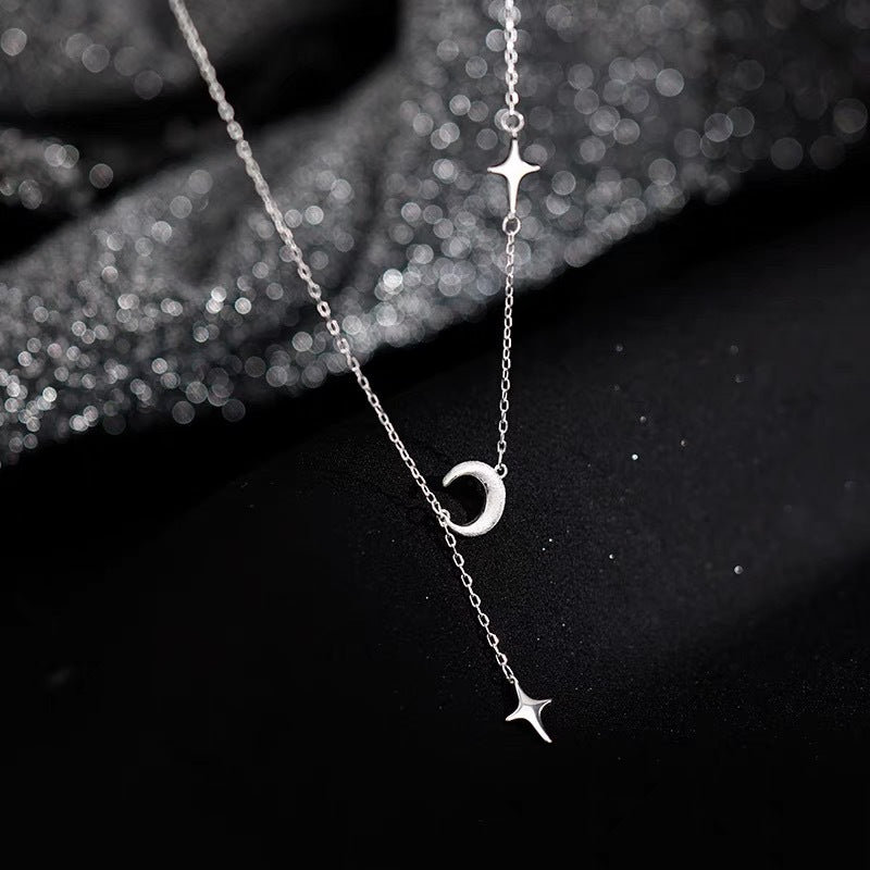 Collar Tipo Princesa en Plata 925 – Dije de Luna y Estrella para Mujer