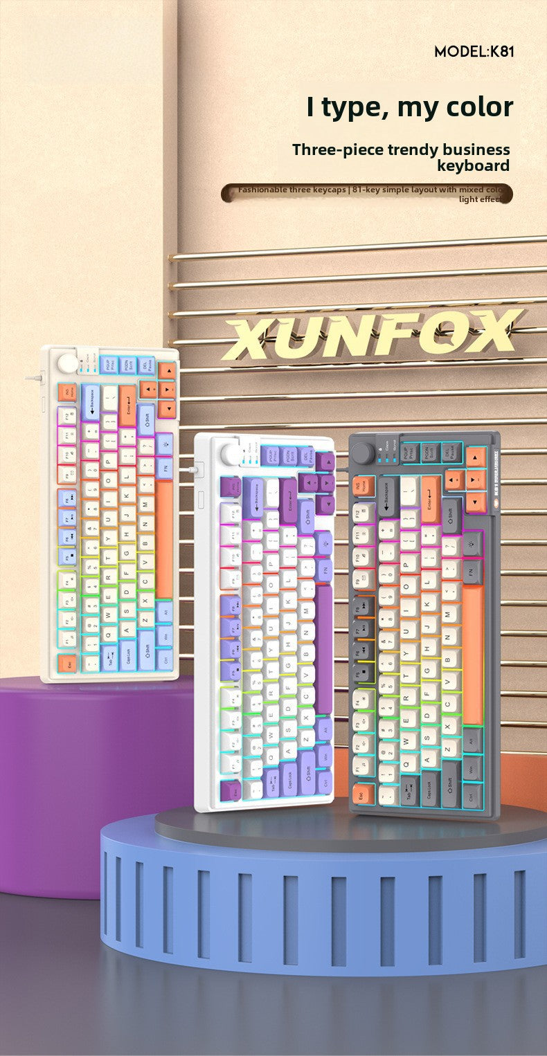 Teclado Gaming K81 con Iluminación: MDA Caps en Tres Colores, Compatible con PC y Laptop