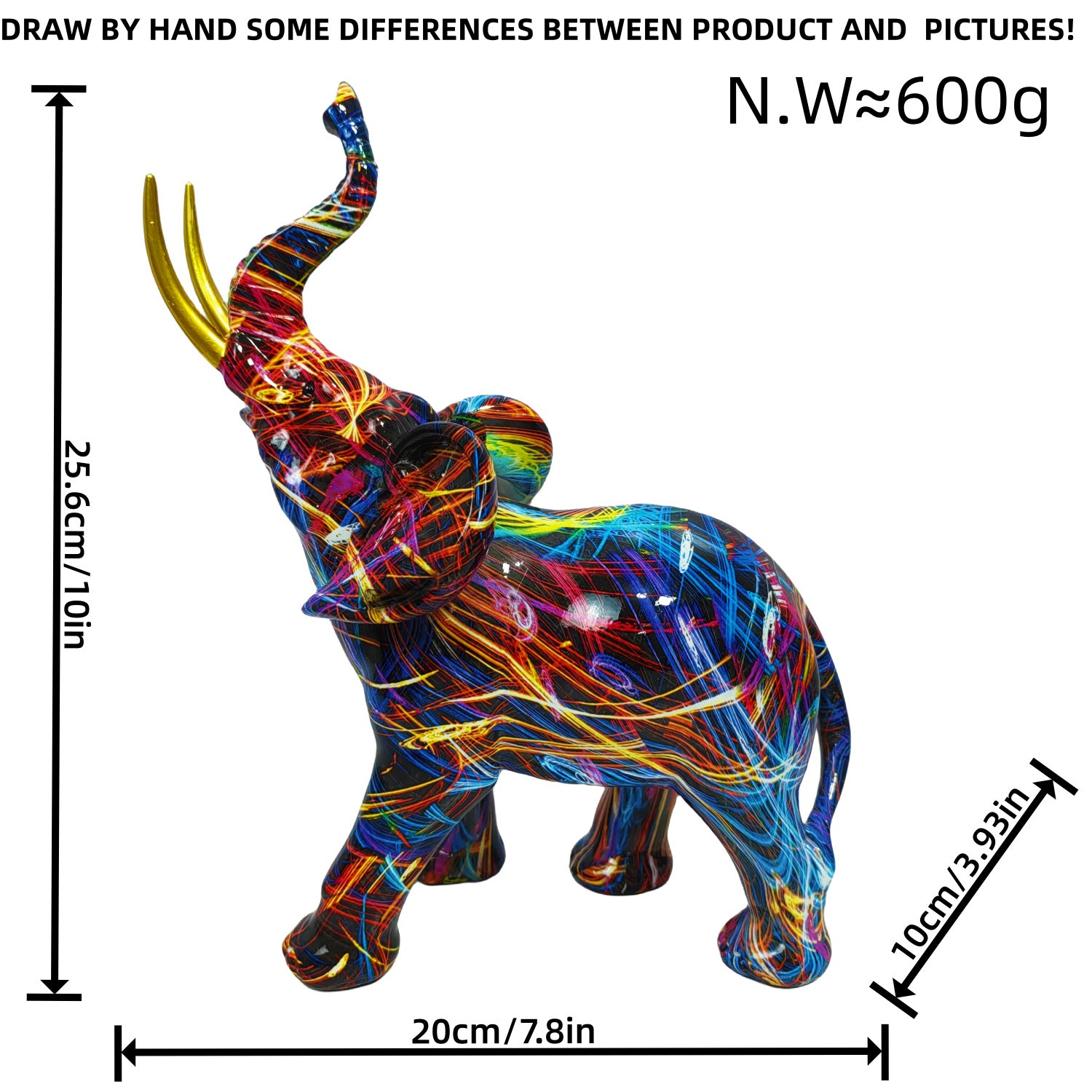 Arte Abstracto: Escultura Colorida de Elefante para Escritorio o Mesa