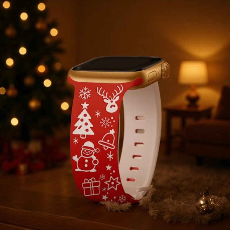 3D Laser Engraved Santa Claus Apple Watch Band for Christmas