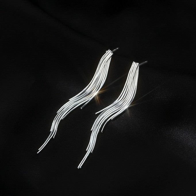 Aretes Largos de Borlas en Plata 925 – Elegantes para Cóctel y Ocasiones Formales